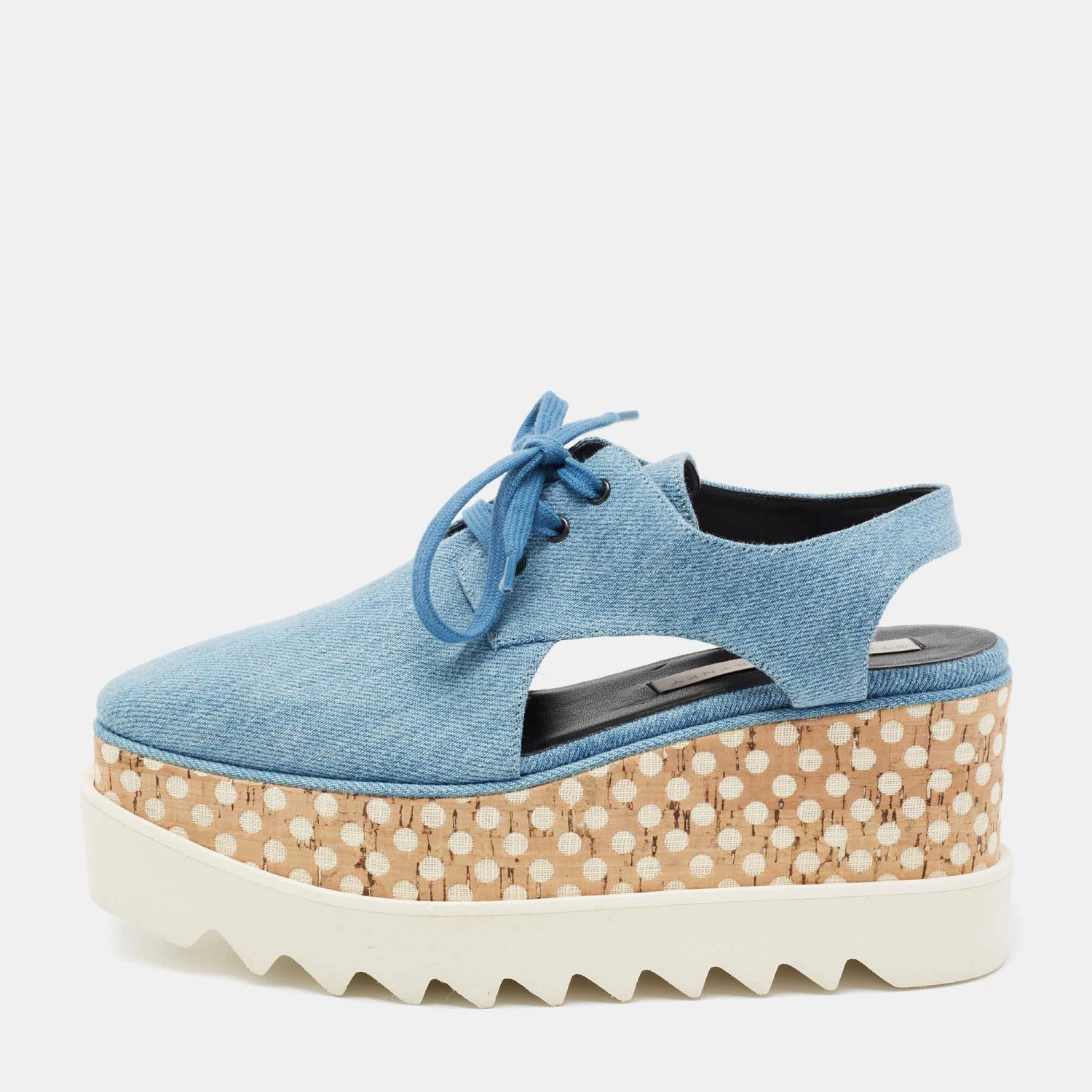 Stella McCartney Blue Denim Elyse Platform Slingback Derby Sneakers Size 36 For Women 3 Stella McCartney Blue Denim Elyse Platform Slingback Derby Sneakers Size 36 For Women