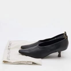 Stella McCartney Black Faux Leather Mid Heel Chain Ankle Strap Pumps Size 36.5 For Women -Stella McCartney Sales luxury women stella mccartney new shoes p685928 001