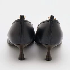 Stella McCartney Black Faux Leather Mid Heel Chain Ankle Strap Pumps Size 36.5 For Women -Stella McCartney Sales luxury women stella mccartney new shoes p685928 006