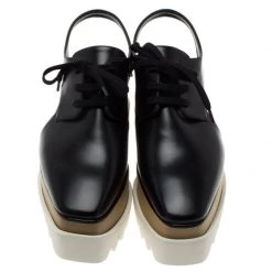 Stella McCartney Black Faux Leather Elyse Cut-Out Derby Size 36 For Women -Stella McCartney Sales luxury women stella mccartney new shoes p81424 003