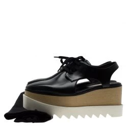 Stella McCartney Black Faux Leather Elyse Cut-Out Derby Size 36 For Women -Stella McCartney Sales luxury women stella mccartney new shoes p81424 008
