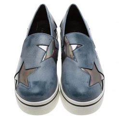 Stella McCartney Grey Leather Binx Star Slip-On Platform Sneakers Size 36 For Women -Stella McCartney Sales luxury women stella mccartney new shoes p88986 003