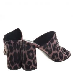Stella McCartney Rose Pink Leopard Printed Velvet Sabot Mules Size 39.5 For Women -Stella McCartney Sales luxury women stella mccartney new shoes p94466 005