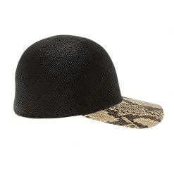Stella McCartney Black Straw And Faux Python Baseball Cap Size 57 For Women -Stella McCartney Sales luxury women stella mccartney new travel p81357 0003