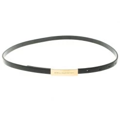 Stella McCartney Black Faux Leather Skinny Belt 70 CM For Women