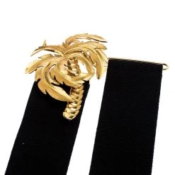 Stella McCartney Black Canvas Palm Tree Buckle Belt 80CM For Women -Stella McCartney Sales luxury women stella mccartney used accessories p249325 004