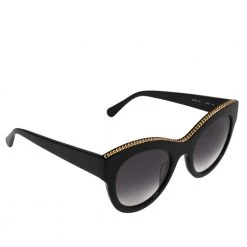 Stella McCartney Black & Gold / Grey Gradient SC0018S Cat Eye Sunglasses For Women