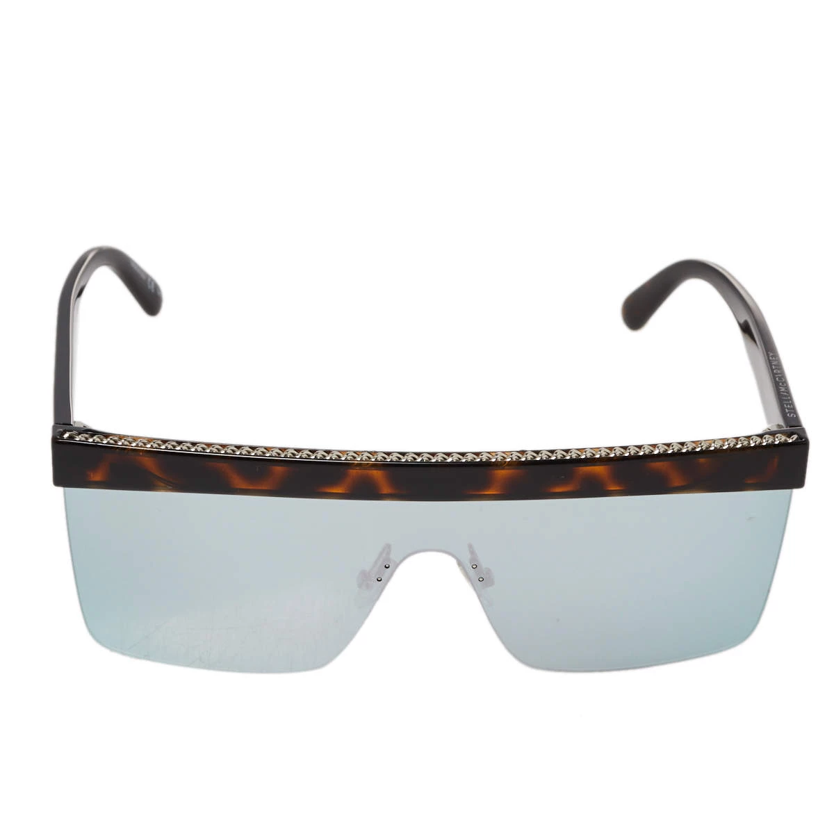 Stella McCartney Brown Tortoise/Blue SC0148S Shield Sunglasses For Women 4 Stella McCartney Brown Tortoise/Blue SC0148S Shield Sunglasses For Women - Image 2