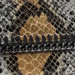 Stella McCartney Brown/Grey Faux Python Leather Falabella Chain Phone Case For Women -Stella McCartney Sales luxury women stella mccartney used accessories p521258 001