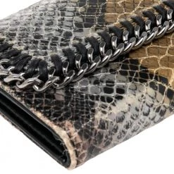 Stella McCartney Brown/Grey Faux Python Leather Falabella Chain Phone Case For Women -Stella McCartney Sales luxury women stella mccartney used accessories p521258 008