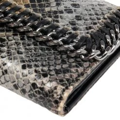 Stella McCartney Brown/Grey Faux Python Leather Falabella Chain Phone Case For Women -Stella McCartney Sales luxury women stella mccartney used accessories p521258 009