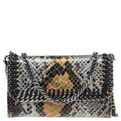 Stella McCartney Brown/Grey Faux Python Leather Falabella Chain Phone Case For Women