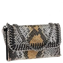 Stella McCartney Brown/Grey Faux Python Leather Falabella Chain Phone Case For Women -Stella McCartney Sales luxury women stella mccartney used accessories p521258 011
