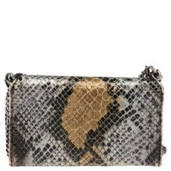 Stella McCartney Brown/Grey Faux Python Leather Falabella Chain Phone Case For Women -Stella McCartney Sales luxury women stella mccartney used accessories p521258 013