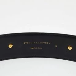 Stella McCartney Black Faux Leather Gold Tone Metal Plate Waist Belt S For Women -Stella McCartney Sales luxury women stella mccartney used accessories p656797 005
