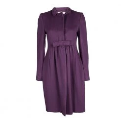 Stella McCartney Purple Wool Cashmere Bow Detail Dress Coat M For Women