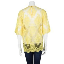 Stella McCartney Yellow Floral Lace Scalloped Edge Sheer Top M For Women -Stella McCartney Sales luxury women stella mccartney used clothes p103627 003
