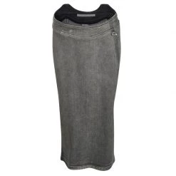 Stella Mccartney Grey Faded Effect Denim Midi Skirt S For Women