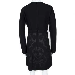 Stella McCartney Black Floral Embossed Jacquard V-Neck Long Sleeve Dress S For Women 10 Stella McCartney Black Floral Embossed Jacquard V-Neck Long Sleeve Dress S For Women -Stella McCartney Sales luxury women stella mccartney used clothes p111154 0003