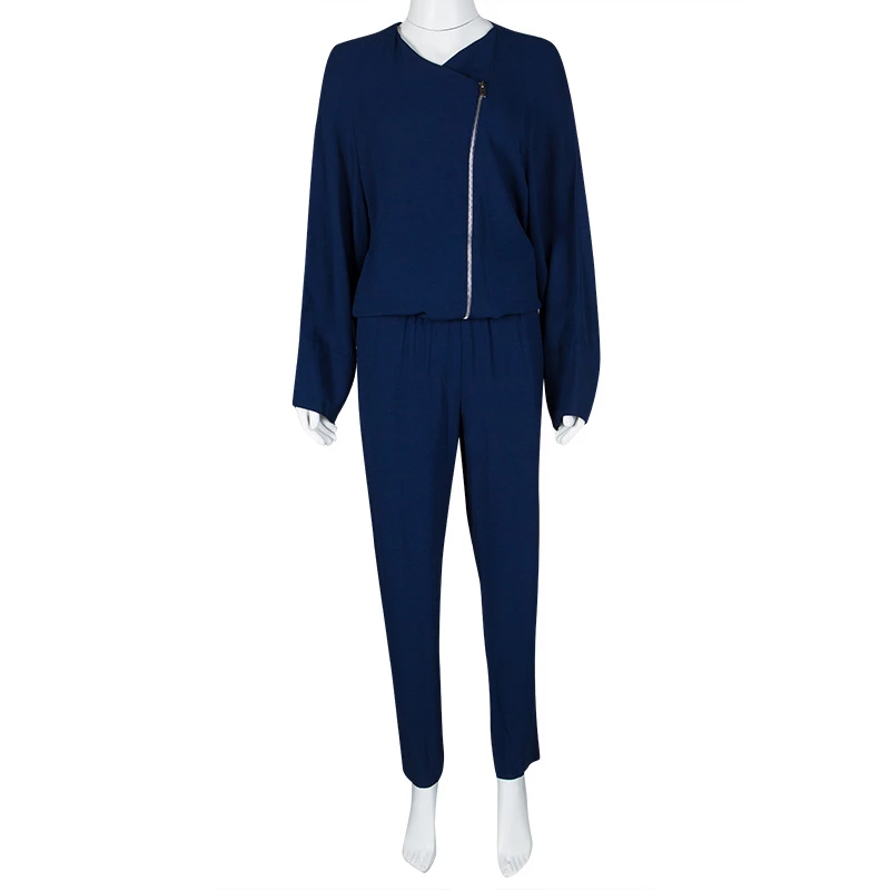 Stella McCartney FW'14 Navy Blue Zip Detail Brooke Jumpsuit S For Women 4 Stella McCartney FW'14 Navy Blue Zip Detail Brooke Jumpsuit S For Women - Image 2