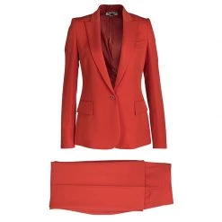 Stella McCartney Red Wool Ingrid Blazer And Cropped Pant Suit XS For Women