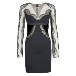 Stella McCartney Multicolor Velvet And Lace Panel Detail Jersey Dress XS For Women