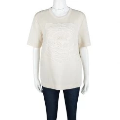 Stella Mccartney Cream Jersey Floral Motif Lace Applique Detail Oversized Top S For Women -Stella McCartney Sales luxury women stella mccartney used clothes p116973 002
