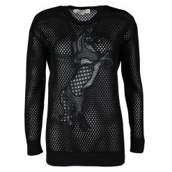 Stella McCartney Black Mesh Horse Embroidered Sweatshirt XS For Women