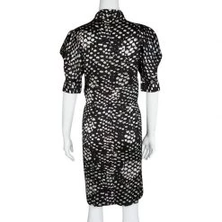 Stella McCartney Monochrome Printed Silk Short Sleeve Dress S For Women -Stella McCartney Sales luxury women stella mccartney used clothes p120828 0003