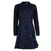 Stella McCartney Blue And Black Floral Jacquard Pleat Detail Long Sleeve Dress M For Women -Stella McCartney Sales luxury women stella mccartney used clothes p123583 001