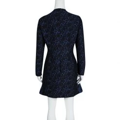 Stella McCartney Blue And Black Floral Jacquard Pleat Detail Long Sleeve Dress M For Women -Stella McCartney Sales luxury women stella mccartney used clothes p123583 003