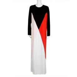 Stella McCartney Colorblock Velvet And Crepe Long Sleeve Maxi Dress M For Women -Stella McCartney Sales luxury women stella mccartney used clothes p124623 0002