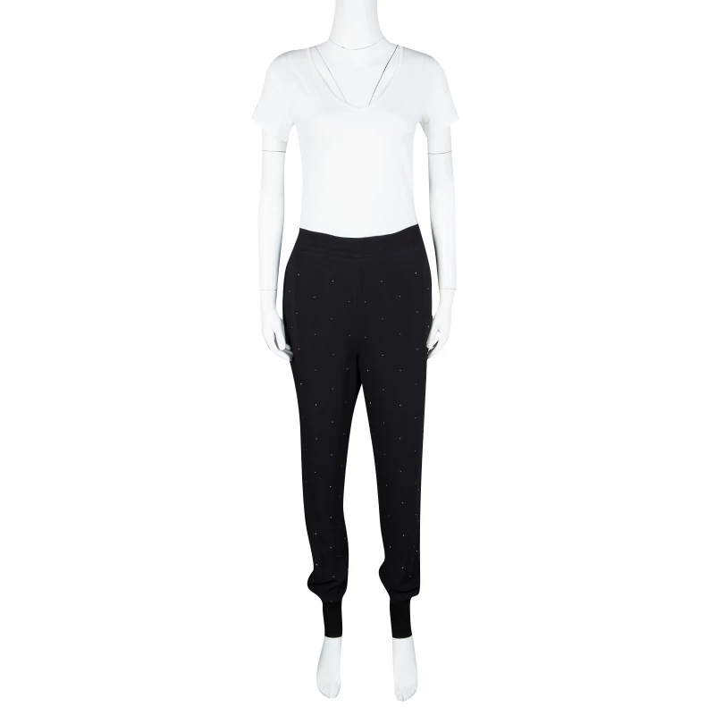 Stella McCartney Black Crystal Embellished Jogger Pants S For Women 4 Stella McCartney Black Crystal Embellished Jogger Pants S For Women - Image 2