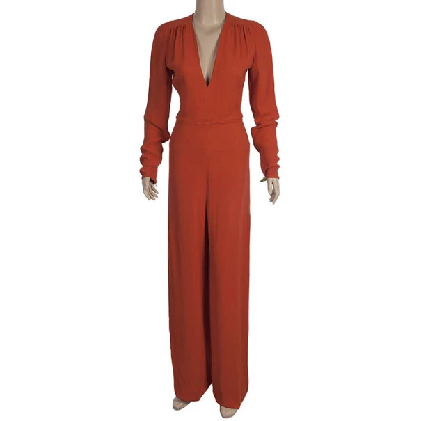 Stella McCartney Orange V-neck Jumpsuit S For Women 4 Stella McCartney Orange V-neck Jumpsuit S For Women - Image 2
