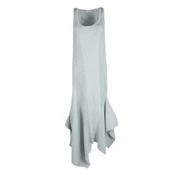 Stella McCartney Grey Ribbed Asymmetric Tank Dress M For Women