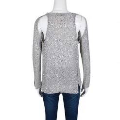 Stella McCartney Grey Sequined Cutout Back Detail Sweater M For Women -Stella McCartney Sales luxury women stella mccartney used clothes p132519 003