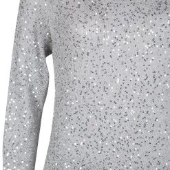 Stella McCartney Grey Sequined Cutout Back Detail Sweater M For Women -Stella McCartney Sales luxury women stella mccartney used clothes p132519 004