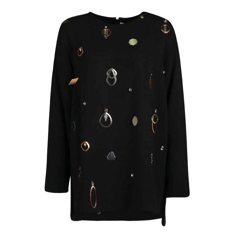 Stella McCartney Black Metal And Crystal Embellished Long Sleeve Viac Tunic L For Women 3 Stella McCartney Black Metal And Crystal Embellished Long Sleeve Viac Tunic L For Women
