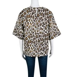 Stella McCartney Cream Animal Print Linen Short Sleeve Oversized Blouse M For Women -Stella McCartney Sales luxury women stella mccartney used clothes p139303 0003