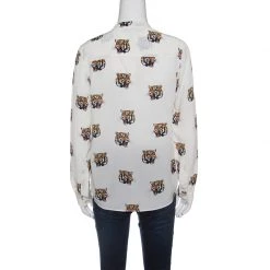 Stella McCartney Off White Tiger Face Print Silk Blouse S For Women -Stella McCartney Sales luxury women stella mccartney used clothes p148698 003