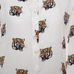 Stella McCartney Off White Tiger Face Print Silk Blouse S For Women -Stella McCartney Sales luxury women stella mccartney used clothes p148698 004