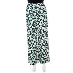Stella McCartney Floral Printed High Waist Wide Leg Maude Trousers S For Women