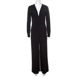 Stella McCartney Black Gathered Shoulder Detail Long Sleeve Jumpsuit S For Women