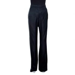 Stella McCartney Black Textured Wide Leg Pants XL For Women