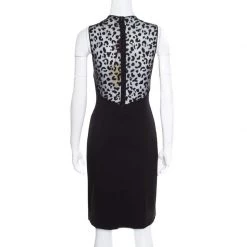 Stella McCartney Black Sheer Burnout Leopard Panel Detail Sleeveless Dress S For Women -Stella McCartney Sales luxury women stella mccartney used clothes p163404 001