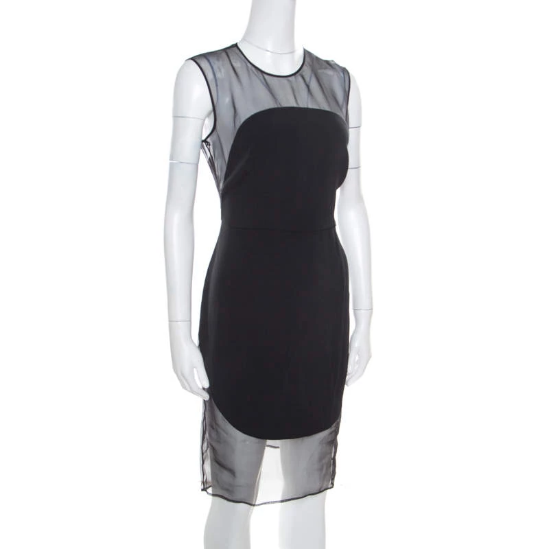 Stella McCartney Black Sheer Silk Paneled Sleeveless Sheath Dress M For Women 4 Stella McCartney Black Sheer Silk Paneled Sleeveless Sheath Dress M For Women - Image 2