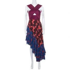 Stella McCartney Multicolor Cross Front Cutout Detail Asymmetric Caroline Dress S For Women