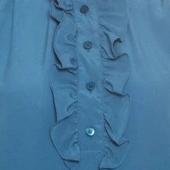 Stella McCartney Blue Silk Ruffle Trim Long Sleeve Meredith Blouse M For Women -Stella McCartney Sales luxury women stella mccartney used clothes p171397 004