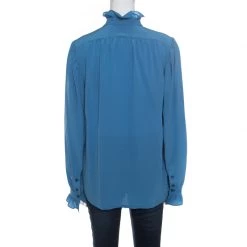 Stella McCartney Blue Silk Ruffle Trim Long Sleeve Meredith Blouse M For Women -Stella McCartney Sales luxury women stella mccartney used clothes p171397 007