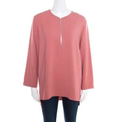 Stella McCartney Pink Crepe Zip Detail Long Sleeve Arlesa Blouse M For Women